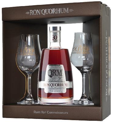 Ron Quorhum 30 Aniversario 40% 0,7L + 2 skleničky – dárkové balení