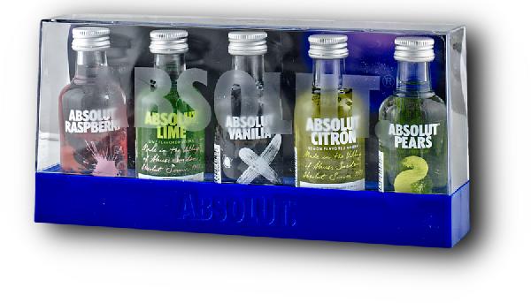 Absolut Mini Set 40 % – 5 příchutí, 5 × 0,05 l