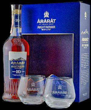 Ararat 10YO Akhtamar 40% 0.7L (dárkové balení s 2 sklenicemi)