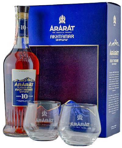 Ararat 10YO Akhtamar 40% 0,7L – dárkové balení se 2 sklenicemi
