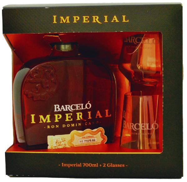 Barceló Imperial Dominicano 38% 0,7 l – dárkové balení se 2 skleničkami