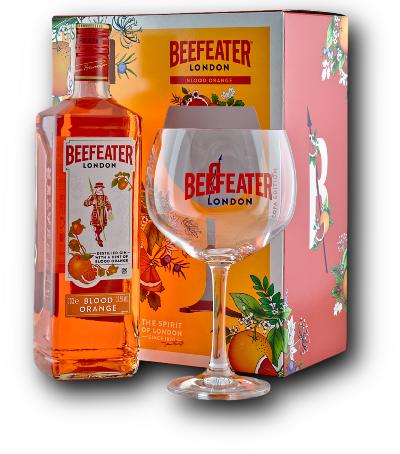 Beefeater Blood Orange gin – dárková sada se sklenicí, 37,5 %, 0,7 l