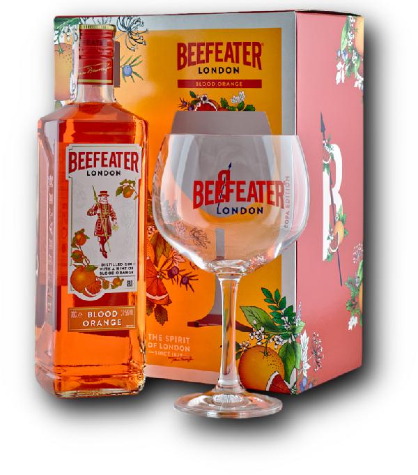 Beefeater Blood Orange gin – dárková sada se sklenicí, 37,5 %, 0,7 l