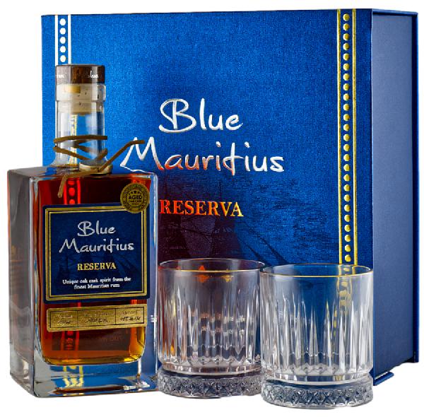 Blue Mauritius Reserva 40% 0,7L – dárkové balení se 2 sklenicemi