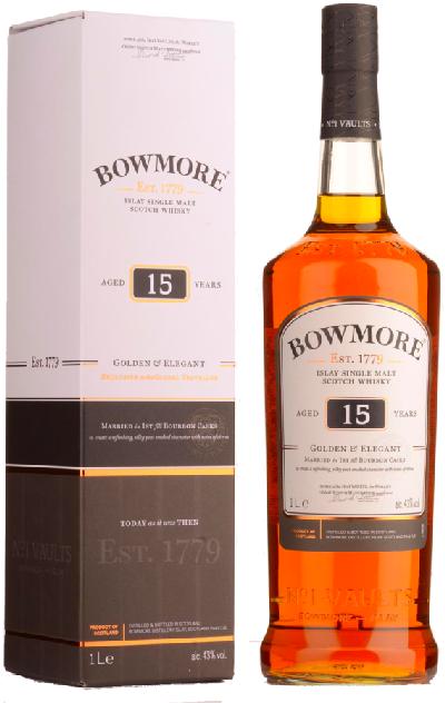 Bowmore 15YO Golden & Elegant 43% 1,0L (karton)