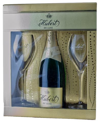 Hubert De Luxe 7% 0,75L – dárkové balení se 2 sklenicemi