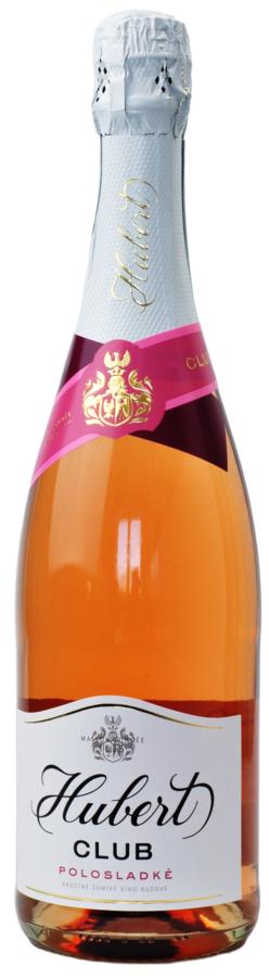 Hubert Club Růžové Polosladké Šumivé Víno 11,5% 0,75L