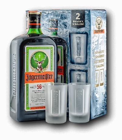 Jägermeister 35% 0,7l (dárkové balení s 2 skleničkami)