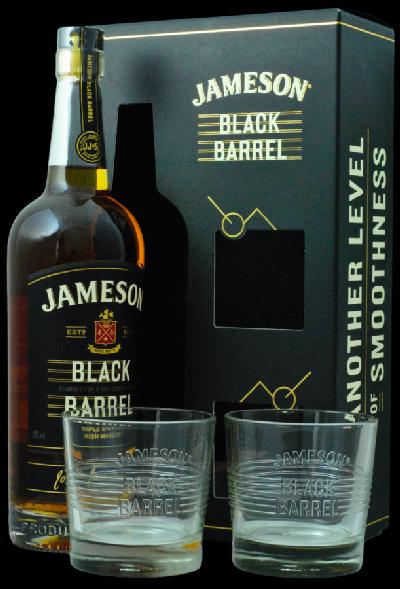 Jameson Black Barrel 40% 0.7L (dárkové balení s 2 skleničkami)