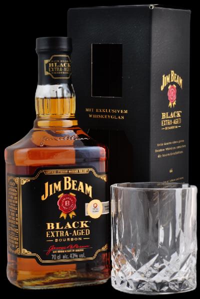 Jim Beam Black Extra Aged + 1 Sklenice 43% 0.7L