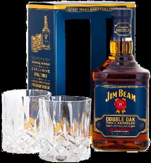 Jim Beam Double Oak 43% 0,7L (dárkové balení s 2 skleničkami)