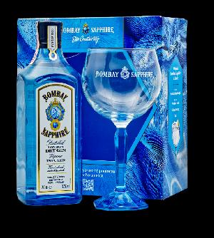 Bombay Sapphire + 1 Sklenice 40% 0,7L (dárkové balení s 1 sklenicí)