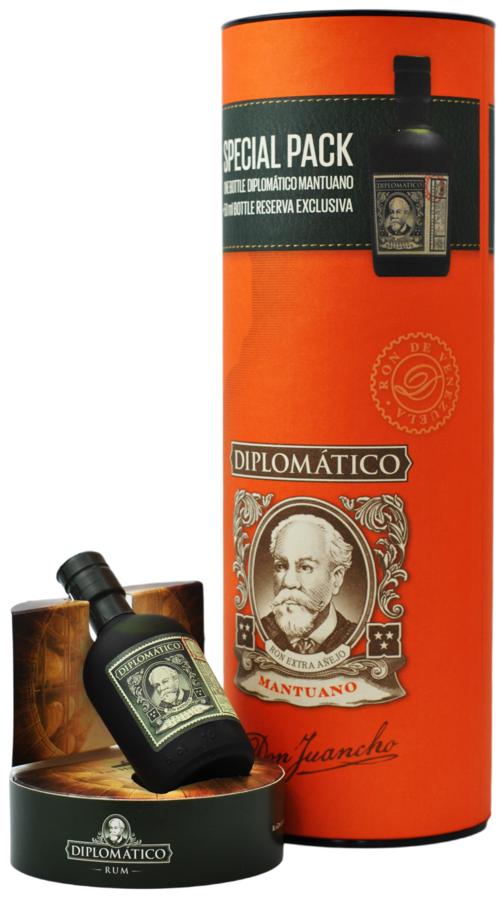 Diplomático Mantuano + Mini Diplomático Reserva Exclusiva 40% 0.7L + 0,05L (tuba)