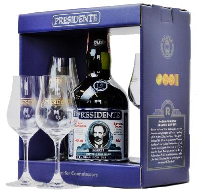 Presidente Marti Solera 19 40% 0,7L (dárkové balení s 2 skleničkami)