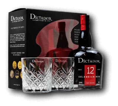 Dictador 12YO 40% 0,7l (dárkové balení s 2 skleničkami)