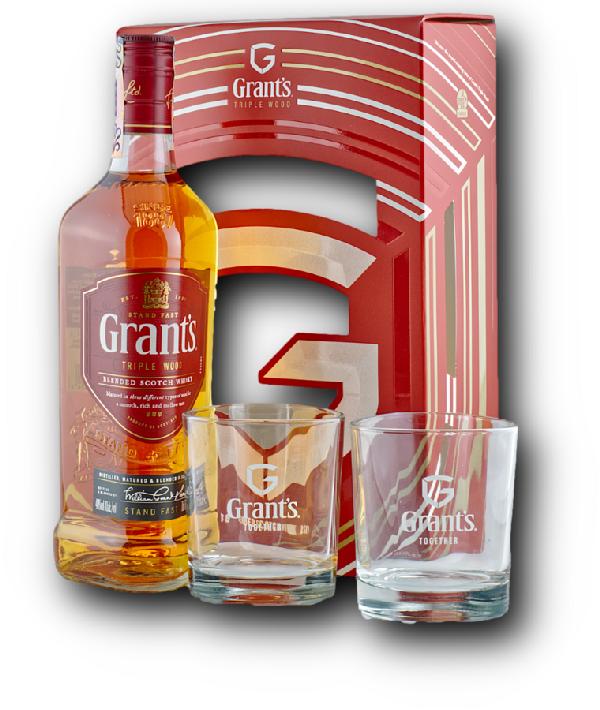 Grant's Tripple Wood 40% 0.7L (dárkové balení s 2 sklenicemi)