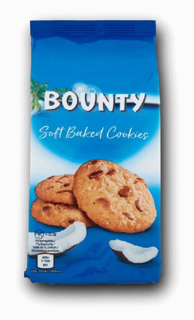 Bounty Soft Baked Cookies 180g – jemně pečené kokosové sušenky