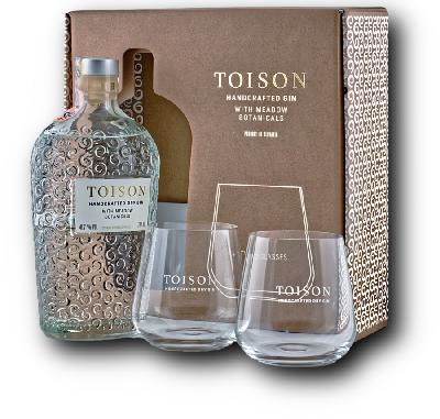 Toison gin, 41,7 %, 0,7 l – dárkové balení se 2 sklenicemi