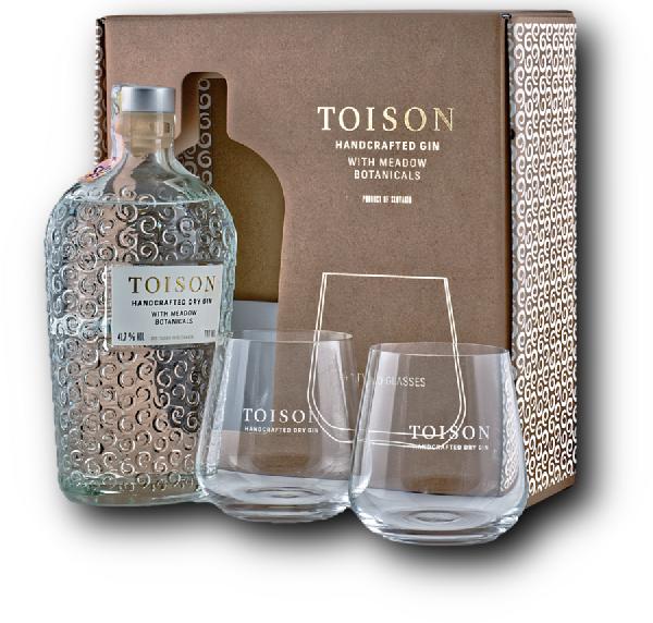 Toison gin, 41,7 %, 0,7 l – dárkové balení se 2 sklenicemi