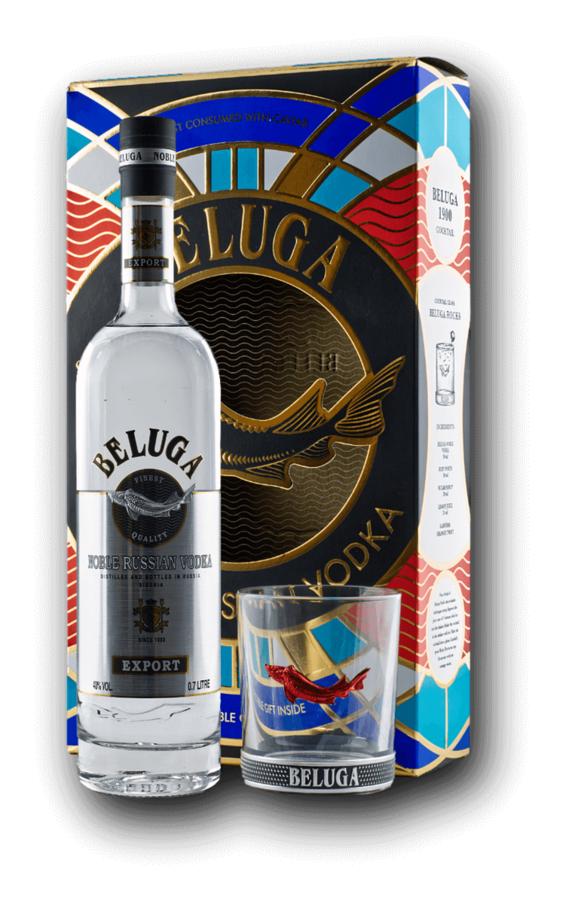 Beluga Noble Vodka 40% 0,7 l – dárkové balení se sklenicí