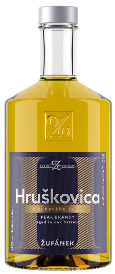 Žufánek Hruškovica z dubového sudu 40% 0,5l (holá láhev)