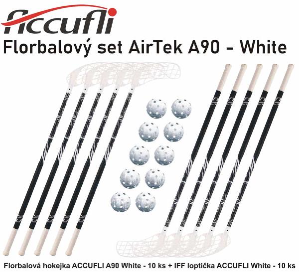 Set Accufli AirTek A90 White (10 hokejek) 90 cm (= 101 cm) 7x levá / 3x pravá
