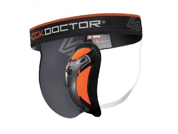 Shock Doctor 329 suspenzor s Ultra Carbon Flex chráničem – černý/oranžový, vel. M