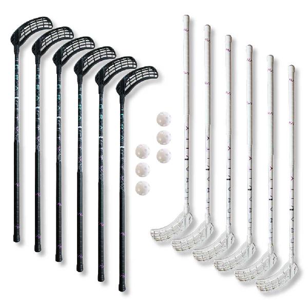 Eurostick Gravity B/W IFF Set 12 hokejek – 6x levá / 6x pravá