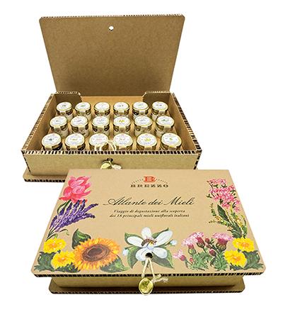 Dárkový box Atlas Medů – 18 italských medů, 630 g (Brezzo)