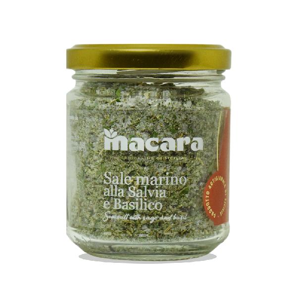 Mořská sicilská sůl se šalvějí a bazalkou Macara, 300 g