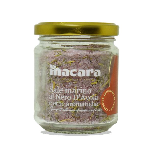 Sicilská mořská sůl s vínem Nero d'Avola a bylinkami Macara, 300 g