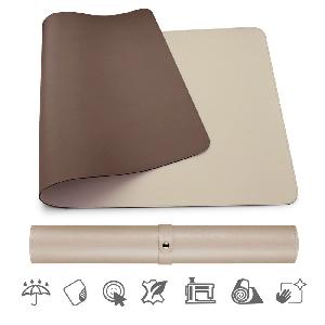 Oboustranná podložka pod myš a klávesnici MOSH kožená, šedo bílá / čokoládová, 70 x 35 cm Medium (70 x 35 cm)