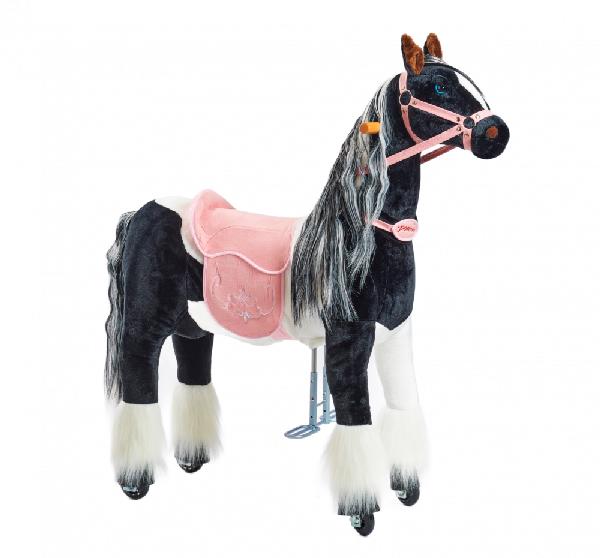 Mechanický jezdící kůň Ponnie Domino M s růžovým sedlem
