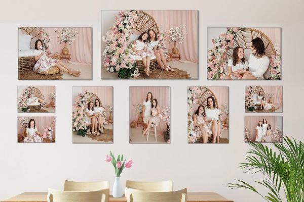 Balíček fotoobrazy z vlastních fotografií 10 kusů - rozměry 70x50, 60x40, 45x30, 30x20, Plátno 100% bavlna: Premium Canvas 390g/m², S lakováním