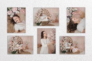 Tisk na dřevo sada 6 kusů 15x10 cm z vlastních fotografií, Bukové dřevo, Včetně stojánku