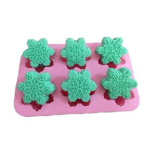 Silikonová forma na mýdlo sněhové vločky - 6ks