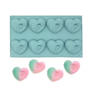 Silikonová forma na mýdlo spirálová srdíčka - 6ks