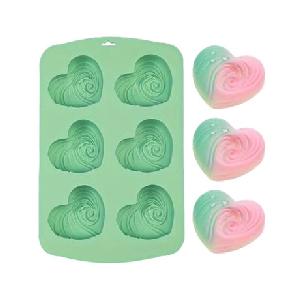 Silikonová forma na mýdlo spirálová srdíčka - 6ks
