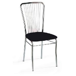 Kožená jídelní židle Neron Chrom, černá