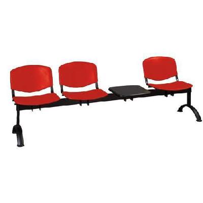 Lavice ISO Plast, třímístná se stolkem, červená