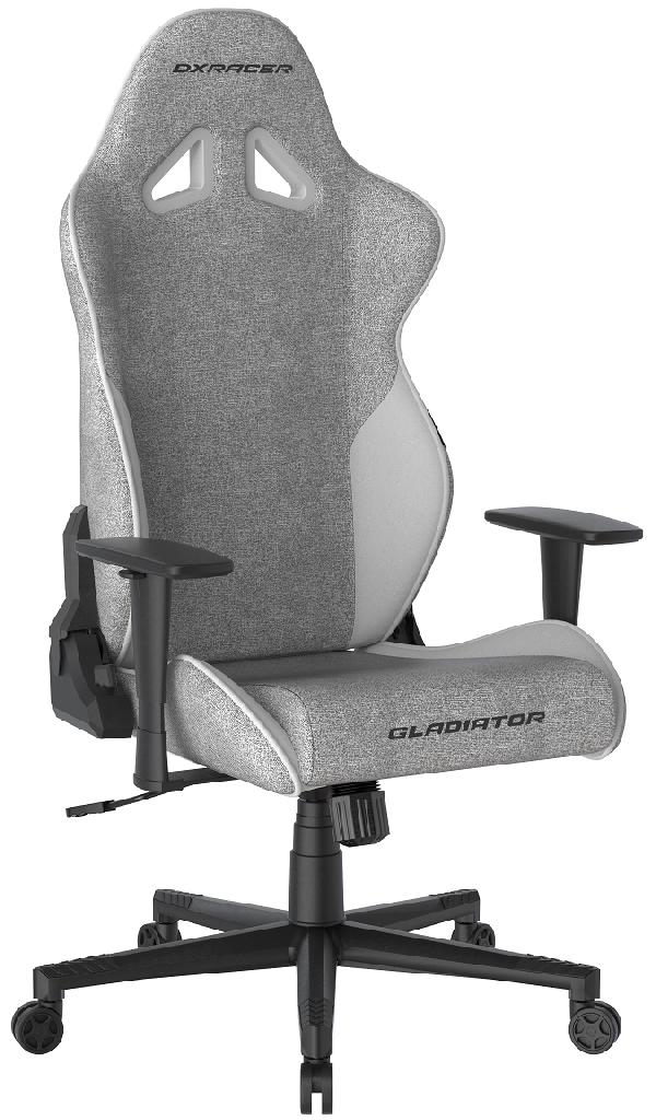 Herní židle DXRacer GLADIATOR šedo-bílá látková – mechanismus TILT