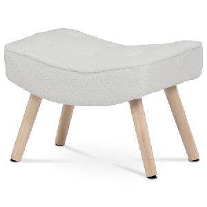 Podnožka, potah bílá látka bouclé, nohy masiv kaučukovník