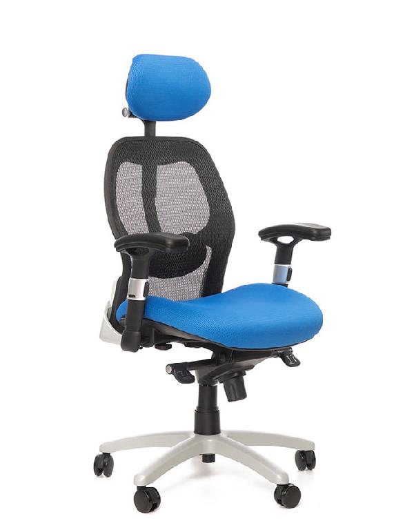 Office Pro Saturn Net Kancelářské křeslo modré s opěrkou hlavy