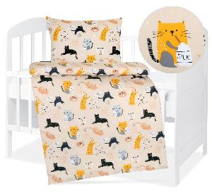 Dětské bavlněné povlečení 90x135+45x60 Relaxující kočičky