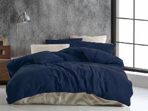 TOP Mušelínové povlečení 140x220+70x90 Tmavě modré