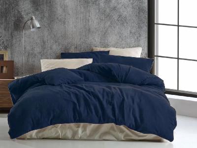 TOP Mušelínové povlečení 140x220+70x90 Tmavě modré