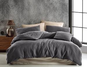 TOP Mušelínové povlečení 140x220+70x90 Tmavě šedé