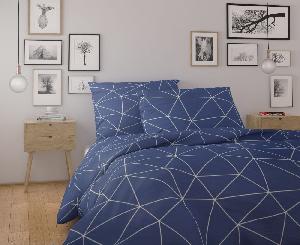 TOP Francouzské bavlněné povlečení NORDIC COLLECTION 220x200+2x70x90 GRID modré