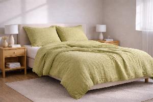 AKČNÍ Mušelínové povlečení 140x200+70x90 Olivová