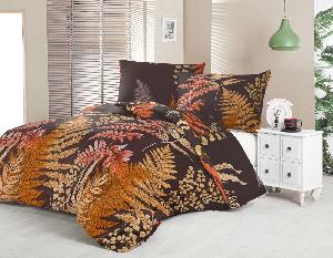 Saténové povlečení LUXURY COLLECTION 140x200+70x90 KAPRADÍ hnědé